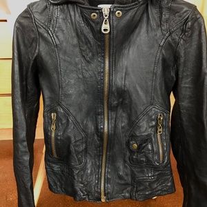 Doma Badass Zip Out Hoodie Leather Jacket. Like New!